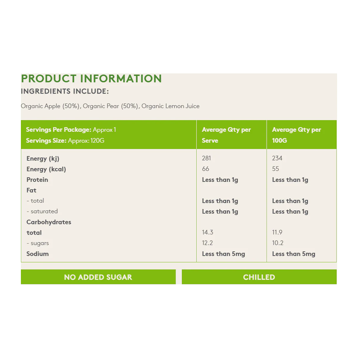 Australian Organic Food Co. Apple & Pear Fruit Puree 120g - Image 2