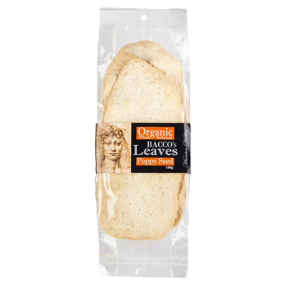 Bacco's Leaves Poppy Seed Organic Wheat Flatbread 130g