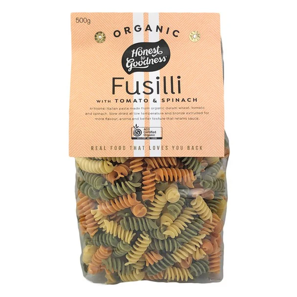 Honest to Goodness Organic Fusilli Pasta with Tomato and Spinach 500g