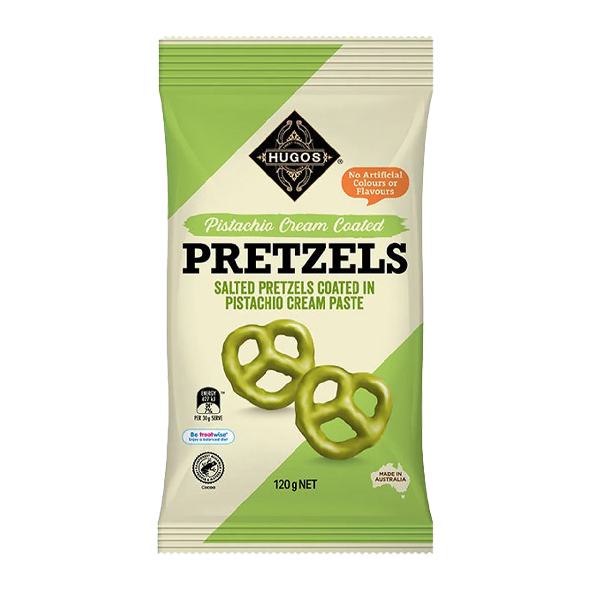 Hugos Pistachio Cream Pretzels 120g
