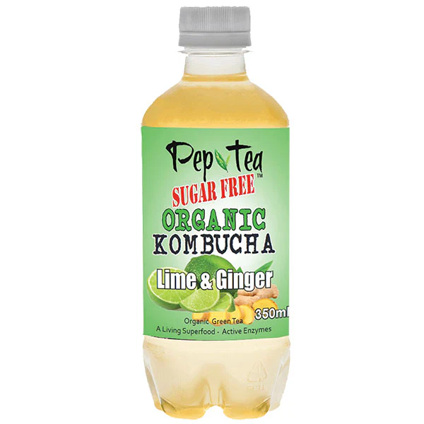 PepTea Organic GreenTea Kombucha Lime Ginger Cinnamon 350ml