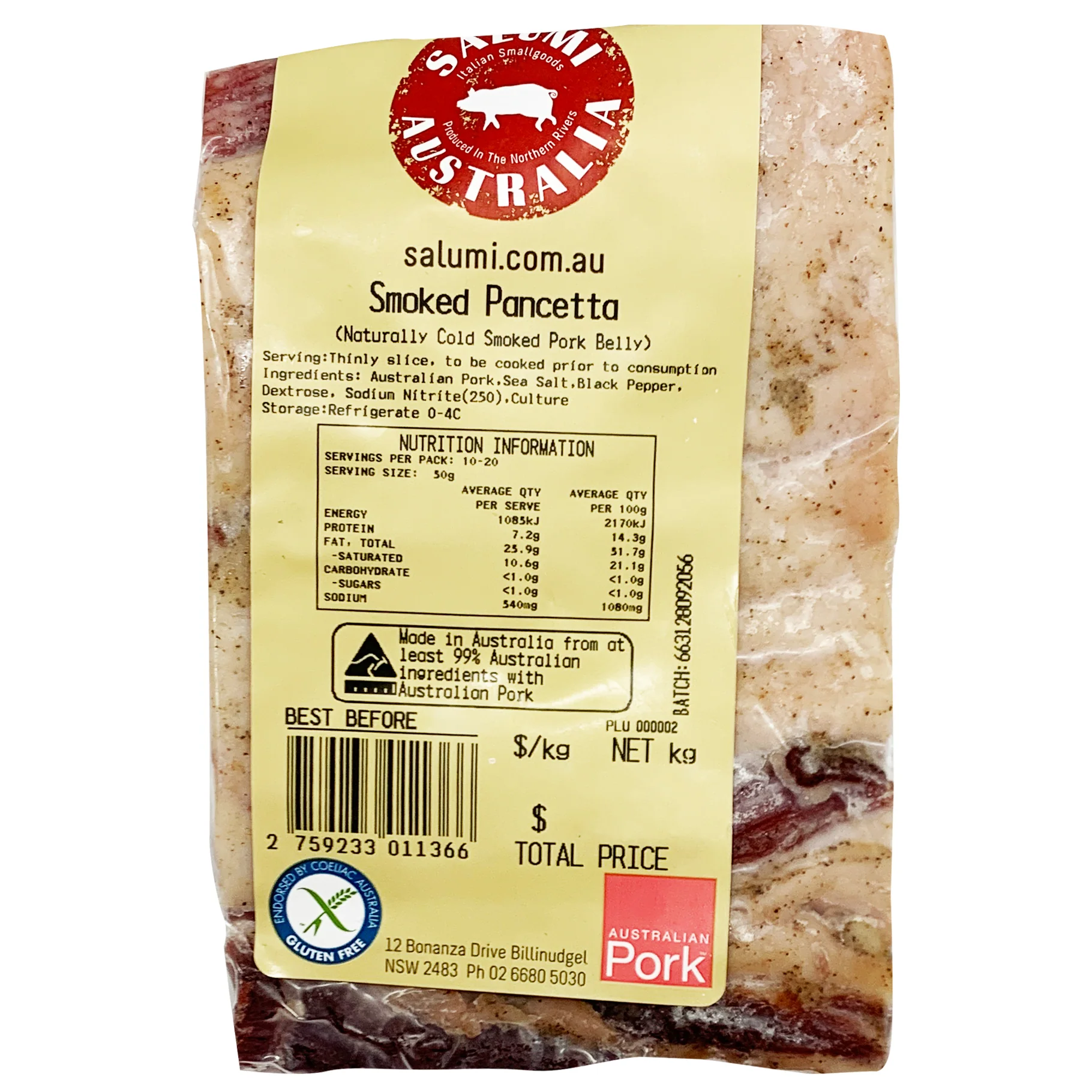 Salumi Smoked Pancetta 250-350g - Image 2