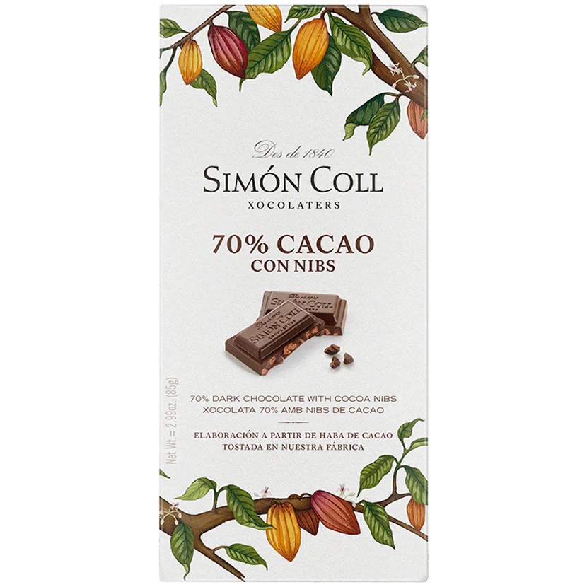 Simon Coll 70% Dark Chocolate Cocoa Nibs 100g
