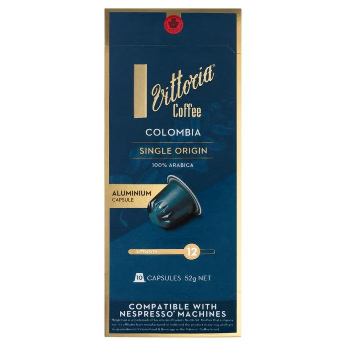 Vittoria Coffee Capsules Colombia Single Origin Nespresso Compatible x10 52g