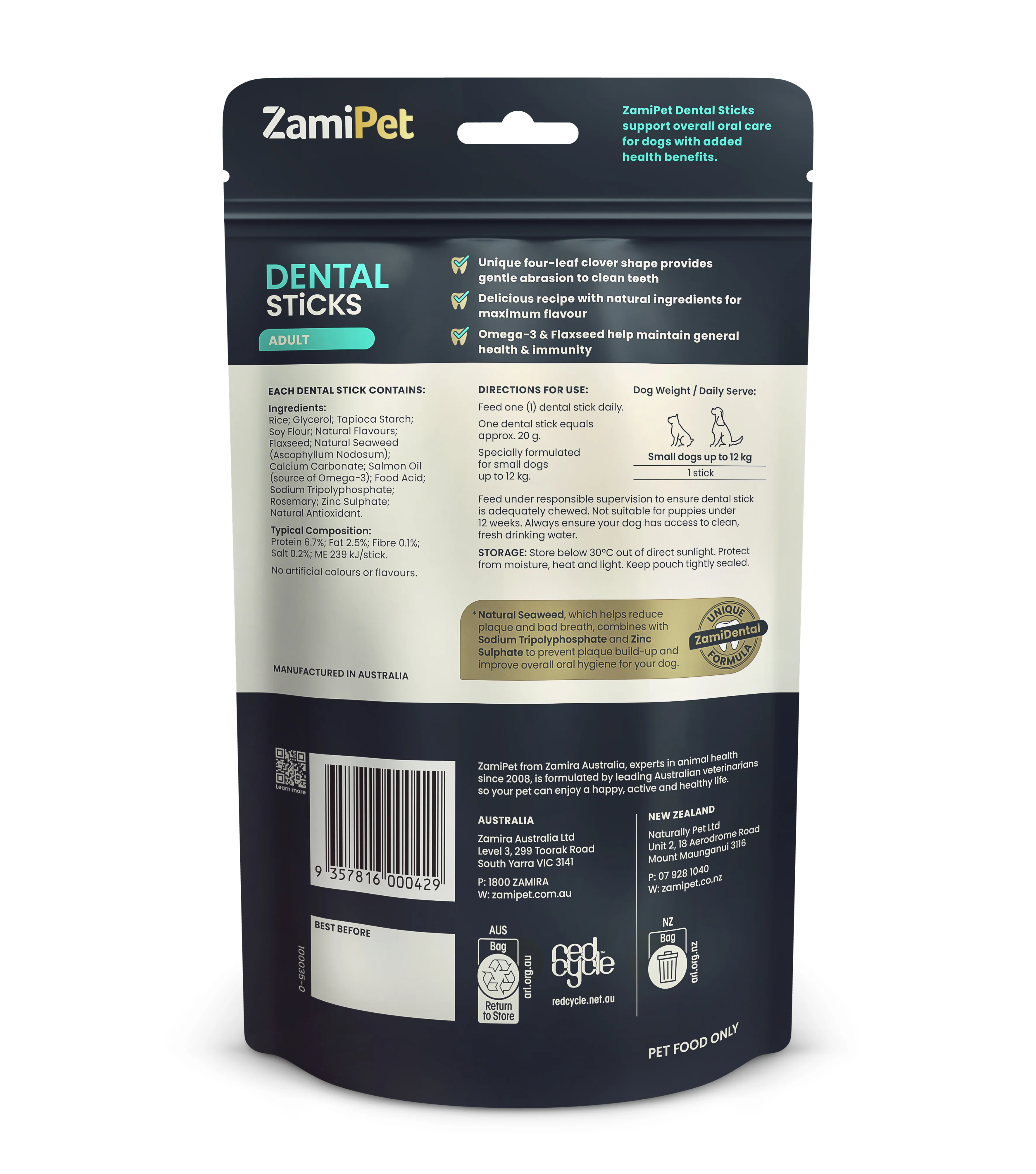 ZamiPet Dental Sticks Adult Small Dogs x10 190g - Image 2